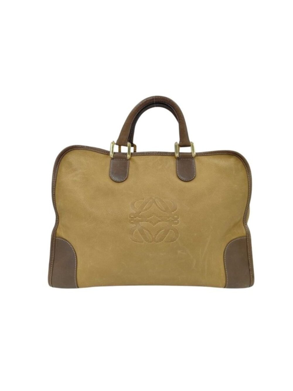 Loewe Amazona 40 Brown Leather Boston Bag Gold